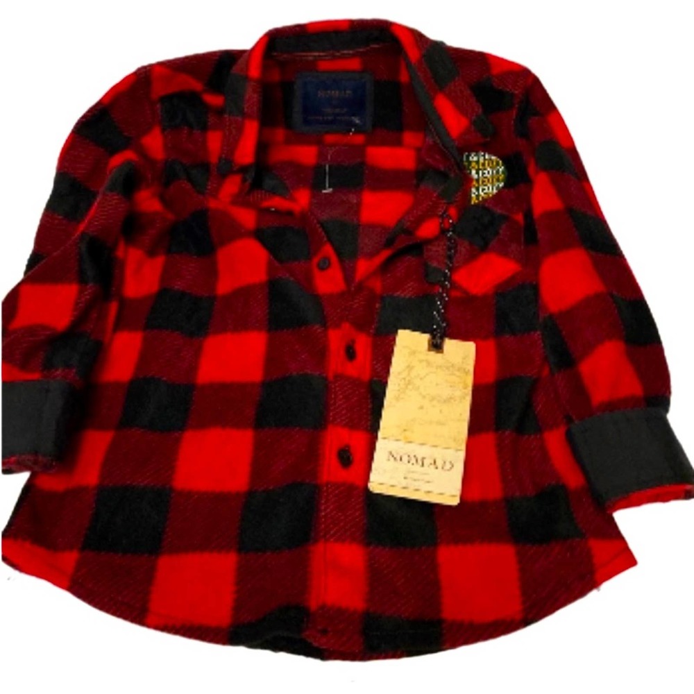 0292 NEW Boys Red Flannel Button Up Shirt